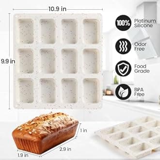 Mini Loaf Pan, Silicone Mini Bread Loaf Pans 12 Cups for Baking Bread, Brownie, Cornbread, Cheesecake, Soap Nonstick 2 Pack Confetti