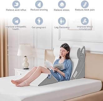 Yojoker 4PCS Orthopedic Bed Wedge Pillow Set for Sleeping, Post Surgery Foam Pillow for Body, Back and Leg Pain Relief, Triangle Adjustable Support Pillow - Acid Reflux, Anti Snoring & GERD Sleeping