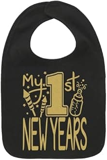 Aiden's Corner Cute Handmade Holiday Baby 1st New Year Bibs - Infant Boy Girl Gold Flake My First New Years Bib