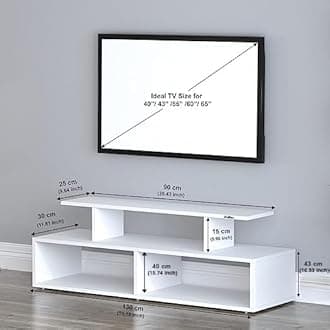 Anikaa Melina Engineered Wood TV Unit/TV Stand/Floor Standing TV Unit/TV Cabinet/TV Entertainment Unit (White) - Ideal for Upto 55"(D.I.Y)