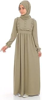 Muslim Closet® Abaya for Young Girls Age Below 14 Years | Kids Abaya with Ruffled Design over chest | Baby Girl Burqa Design (MC-KRFL001)