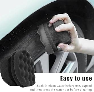 KVAEY 2 PCS Tire Dressing Applicator Pads, Reusable Hex Grip Tire Shine Applicator Polishing Sponge Pads, Wheel Tire Shine Detailing Foam for Most Vehicles, Car Accessories (Black, Large)
