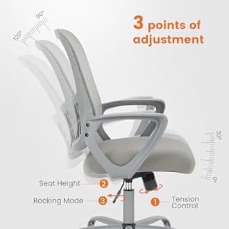 Sweetcrispy Ergonomic Mid-Back Mesh Home Office Desk Chair with Wheels, Lumbar Support, and Comfortable Armrests for Home, Bedroom, Study, Office