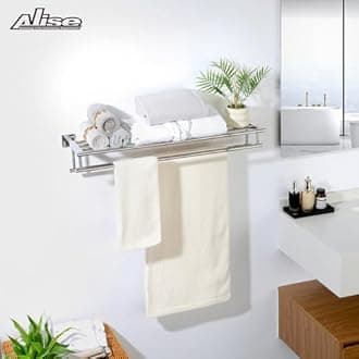 Alise Towel Rack,Towel Hanger Towel Shelf with Double Towel Bars for Bathroom Lavatory,28 Inch SUS 304 Stainless Steel Wall Mount Towel Holder,Polished Chrome