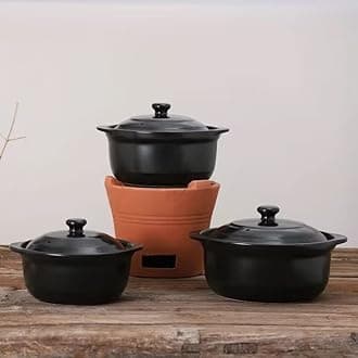 Crafts Barbecue small clay oven Tea stove charcoal stove Household outdoor barbecue oven picnic stove Send diameter 22CM ceramic insulated chassis + mesh frame