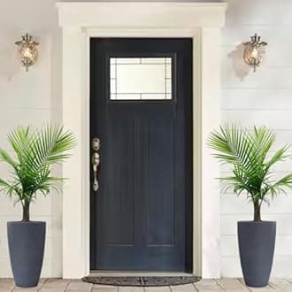 RUBBER BOND Plant Pots 2 Pack - Modern Indoor/Outdoor Planters for Home Decor - Weather-Resistant Large Flower Pots - Lightweight 22 Inches Tall Planters - Black Concrete Color Round Pots for Plants