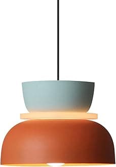 Mid Century Modern Ceiling Pendant Light, Orange Navy 2 Colors Barn Macaron Shade, Aluminum Nordic Modern Pendant Light Fixture, Colorful Chandelier Pendant Lights for Kids Room