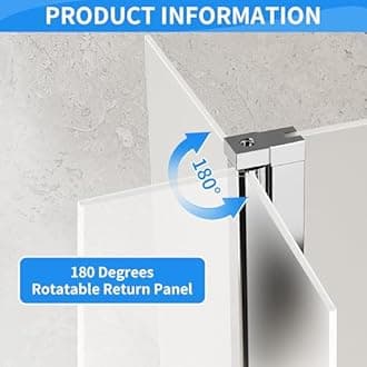 Shower Screen 900 x 1900mm, Walk-in Shower Enclosure with 300mm Flipper Panel. Chrome Shower Door with 8mm Easy Clean Frosted Toughened Glass, Reversible, Support Bar Included