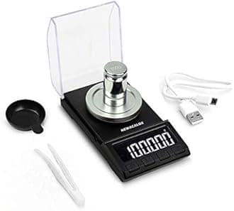 200 x 0.001g Digital Milligram Pocket Scale, High Sensitivity Portable Reloading Weighing Jewelry Power MG Scale with Calibration Weights (Black)
