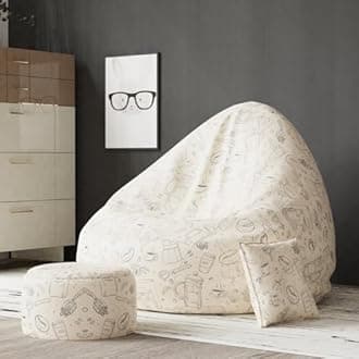 Biggie Bean Bag 6XL with Beans Filled- Full Printed Bean Sofa with Cushion and Footrest - Official : Oreka Home Bean Bag - Comfort Level : Advanced - (Theme : Boundless Blends)