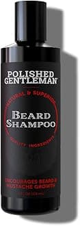 Polished Gentleman Beard Growth and Thickening Shampoo - With Organic Beard Oil - For Best Beard Look - For Facial Hair Growth - Beard Softener for Grooming - 4oz Small beard