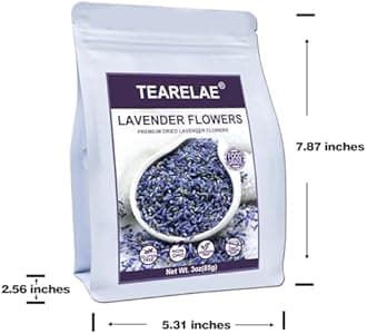 TEARELAE - Premium Dried Lavender Flowers - 5A Top Grade - 100% Natural Edible Flowers Culinary Dried Lavender Buds - for Baking, Tea, Soap, Bath Bombing, Candle and Sachets - 3oz/85g