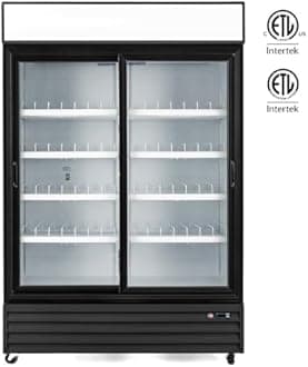 Wilprep Commercial Refrigerator, 37 cu. ft. Upright Beverage Display Refrigerator with LED Lighting, 52.4" Sliding Glass Door Merchandiser Fridge, ETL, ETL sanitation Listed