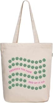 Ecoright Aesthetic Canvas Tote Bags for Women, Reusable Tote Bag with Zip, Ideal for Grocery, Shopping, Travel, School