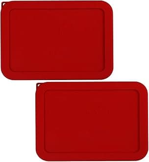 6 Cup Rectangle Silicone Storage Cover Lids Replacement for Pyrex 7211-PC Glass Bowls, Container not Included (Red)