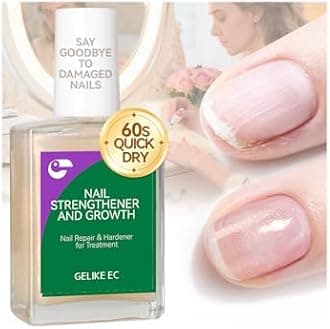 Nail Strengthener and Damaged Nail Repair: Glitter Pink 15ml Natural Protein Nail Hardener Extra Strong and Growth for Damaged Nails-6 in 1 Non-Toxic Nail Ridge Filler for Home DIY Manicure Housewife