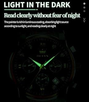 OLEVS Male Wrist Watches, Analog Quartz Business Stainless Steel Waterproof Luminous Watches Luxury