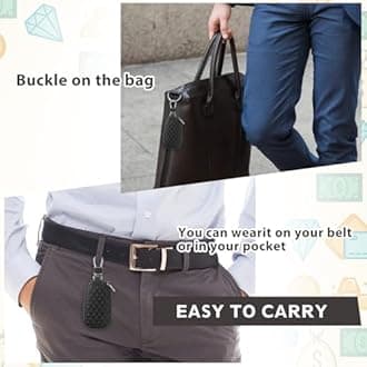 TIESOME Key Fob Case Cover, Genuine Leather Key Fob Holder, Car Key Cover Holder Anti Scratch Car Key Protector with Zipper