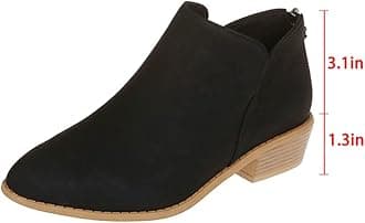 JITUUE Ankle Booties for Women,Women's Casual Dress Low Heeled Booties. V Cut Fashion Thick Heel Design Shoes