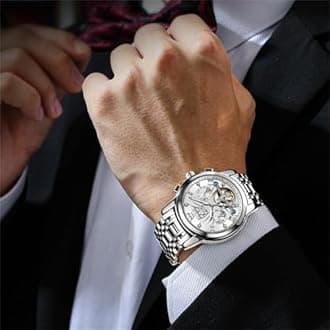 OLEVS Self Winding Watches for Men Tourbillon Automatic Mechanics Luxury Dress Stainless Steel Strap Luminous Waterproof Men Wrist Watches