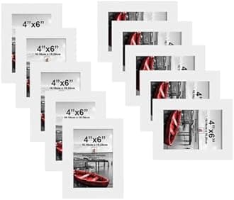 Art Street Set of 10 Individual Wall Photo Frame White 4x6 Inches, Picture Frames for Home and Office decorationwith Free Hanging Accessories