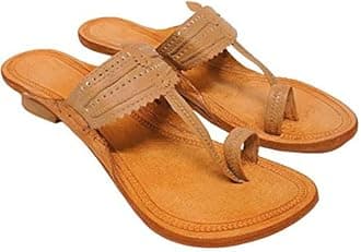 Women's Kolhapuri Chappals | Ethnic Leather Heels Kolhapuris for Women | WK19