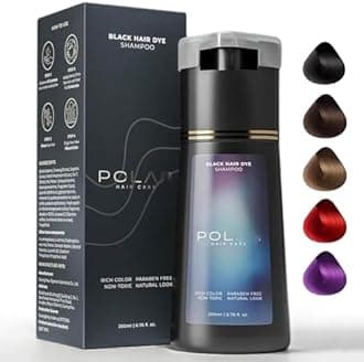 Polar Hair Dye Shampoo, Polar Haircare Instant Dye Shampoo, Hair Dye Shampoo 3 in 1 for Gray Hair, Color Shampoo Hair Dye for Hair Coverage, Keeping Hair Healthy and Shiny (Black)