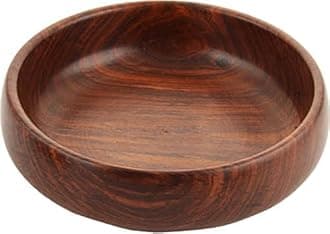 Handcrafted Solid Wooden Round Shape Multipurpose Serving Bowl for Breakfast Snacks Soup Serveware Salad Bowls for Home Kitchen - Set of 2 (Brown) 5 inch Lenght