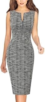 VFSHOW Womens Front Zipper Work Business Office Bodycon Dress Elegant Professional Career Church Party Pencil Sheath Dress