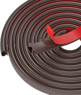Black Rubber Weather Stripping Door Seal Strips, D Shape Door Rubber Weather Seal Strips, Self-Adhesive Door Stripping Sound Insulation, Door Seal Strip for Windows (40ft, Brown)