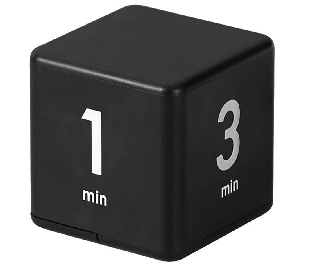 Feilifan Cube Timer, Kid Focus Study Timer Kitchen Work Timer Time Block Cube Gravity Flip Time Block Cube 1-3-5-10 Minutes Time Management, Black