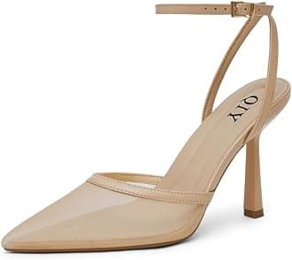 Closed Toe Ankle Strap Heels Women Pumps Pointed Toe Heeled Sandals for Women Stiletto Wedding Dress Shoes