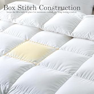 ELNIDO QUEEN® Goose Feather Down Comforter Oversized King Size - White Down Duvet Insert, All Season Luxurious Hotel Fluffy Bedding Comforter with Cotton Cover, Oversized King 116x98 Inch