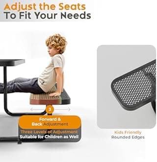 OUTTANS Commercial Heavy-Duty Metal Picnic Table - ADA Compliant, Adjustable Seats, Umbrella Hole (Black, 6' Rectangular, Punched Steel)