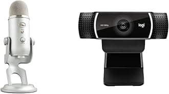 Blue Yeti Premium USB Gaming Microphone for Streaming, Blue VO!CE Software, PC, Podcast, Studio, Computer Mic, Exclusive Streamlabs Themes + C922x Pro Stream Webcam - Silver