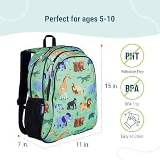 Wildkin Kids 15 Inch Backpack for Boys and Girls, Perfect Size for Preschool, Kindergarten and Elementary School, 600-Denier Polyester Fabric Backpacks, BPA-free, Olive Kids (Wild Animals)