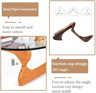 Modern Glass Coffee Table - Large Unique Wooden Center Table with Triangle Design, Rustic Vintage for Small Spaces - Walnut Brown