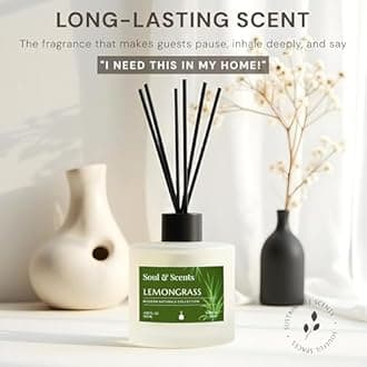 Soul & Scents Mahogany, Lavender and Lemongrass Reed Diffuser Set - 120ml with Free 6 Fiber Reed Sticks Each | Toxin Free & Stress Relief | Room Freshener for Home, Bedroom & Office | Combo Pack of 3