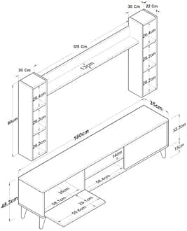 Spyder Craft DIVYSA Engineered Wood Matte Finish M5 Tv Unit with Wall Shelf Tv Stand with Bookshelf Wall Mounted with Shelf Modern Leg 180 Cm Basket Walnut Color: Brown|Assembly -DIY (Do-It-Yourself)