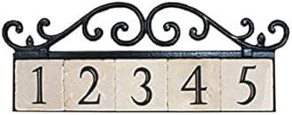 NACH Old World 5-Number Address Signs for Houses, Outdoor Address Plaque, Cast Iron House Number Sign, House Number Plaque for Outside, Classic House Address Plaques for Outside, House Address Signs, 5 Numbers, 2" x 6" x 1", KA-OLDWORLD-5
