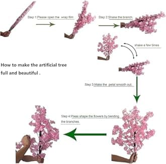 Cherry Blossom Tree Artificial Cherry Blossom Trees Fake Cherry Blossom Tree Indoor Outdoor Home Office Party Wedding,B,301x301cm/9.8x9.8ft