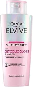 Elvive Glycolic Gloss Sulphate-Free Shampoo, with 2% Glycolic Acid Complex, Instantly Transforms Dull Hair for Shine, Smoothness & Strength, All Hair Types, 200ml