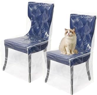 Plastic Dining Chair Covers Clear PVC Dining Chair Seat Covers Waterproof Chair Protector Dustproof Cat Scratch High Back Dining Chair Slipcovers Seat Chair Protector for Home Kitchen Bedroom (4)