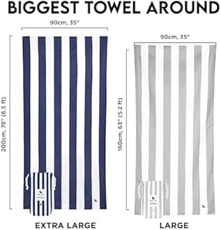 Dock & Bay Beach Towel - Quick Dry, Sand Free - Compact, Lightweight - 100% Recycled - Includes Bag - Cabana - Set of 6 - Large (160x90cm, 63x35)