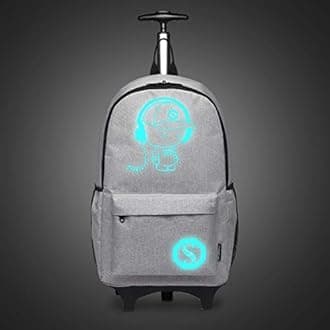 Kono Children Luggage Suitcase Luminous Music Kids Laptop Backpack Cabin Wheeled Travel Business Wheeled Rolling Trolley Hand Case 25L