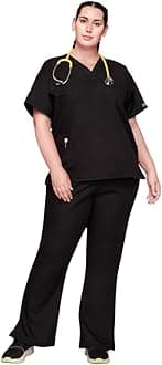 Scrub set for women Traditional Fit Dolman Sleeve, V-neck Top 4700 Natural Rise Flare Leg Drawstring Pant 4101