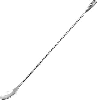 Hiware LZS13B 12 Inches Stainless Steel Mixing Spoon, Spiral Pattern Bar Cocktail Shaker Spoon