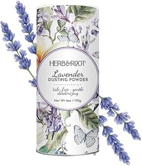 Herb & Root Talc Free Body Dusting Powders. Rose, Vanila, Sandalwood, Lavender, Jasmine, and Gift Sets (Full Size, Lavender)