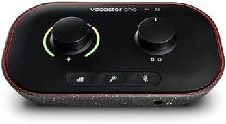 Focusrite Vocaster One — Podcasting Interface for Recording as a Solo Creator. Use Auto Gain, Enhance, and Mute for Easy Podcasting. Small, Lightweight, and Powered by Computer