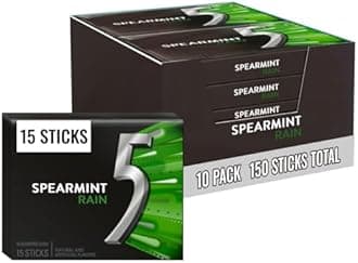 Wrigleys 5 Gum Rain Spearmint Flavoured Sugarfree Chewing Gum 15 Stick Pack Box Of 10 Packs